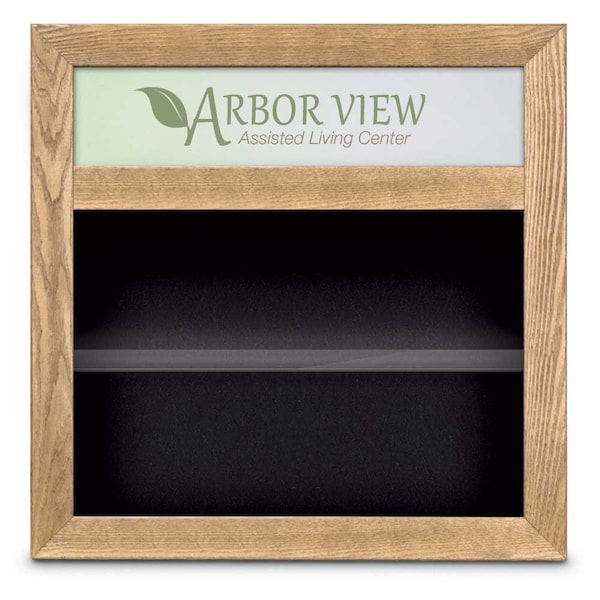 Outdoor Enclosed Combo Board, 42"x32", Satin Frame/Grey & Amethyst